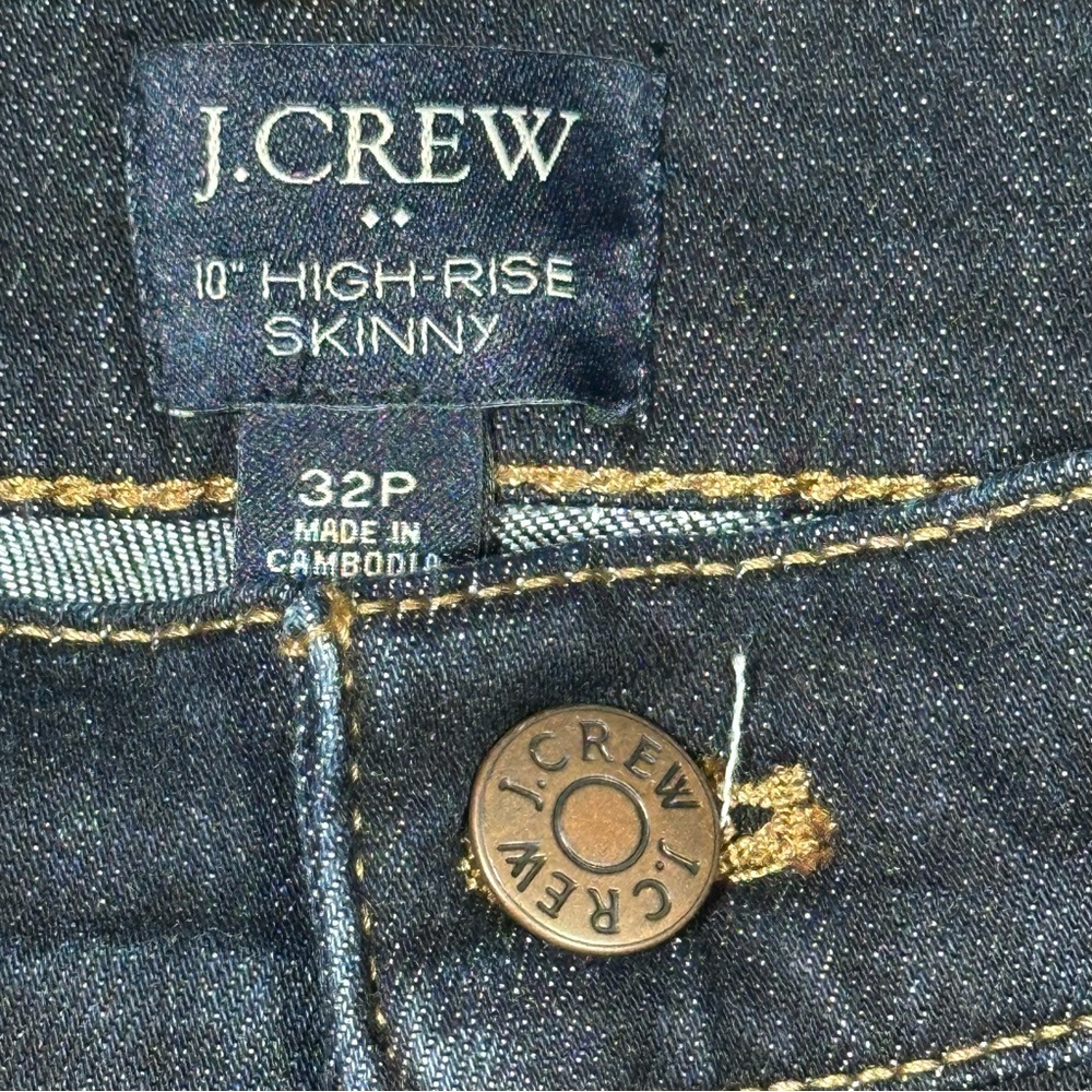 NWT J. CREW 10” High Rise Skinny Dark Wash Signature Stretch 32 Petite - Picture 5 of 12
